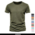 T-Shirt 100% Coton Décontracté à Col Rond et Manches Courtes