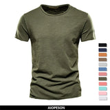 T-Shirt 100% Coton Décontracté à Col Rond et Manches Courtes