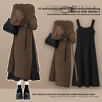 Robe Pull 2 en 1 en Tricot Casual & Chaud - Ensemble 2PCS