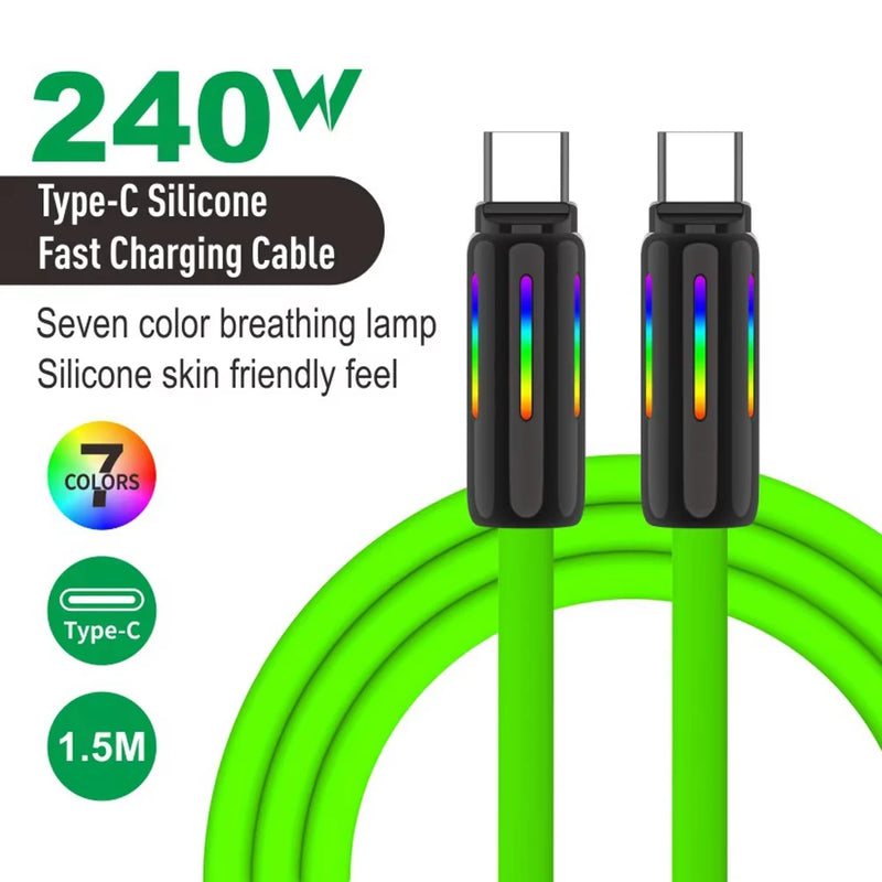 Câble RGB Silicone 240W à Charge Ultra-Rapide