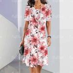 Robe mi-longue coupe droite imprimé floral