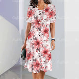 Robe mi-longue coupe droite imprimé floral