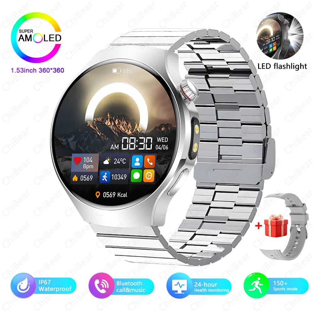 Montre Intelligente avec Lampe LED & Boussole + Bracelet OFFERT