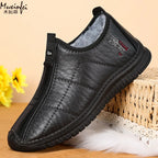Chaussures d’Hiver Homme Fourrées en Similicuir – Imperméables, Chaudes & Antidérapantes – Grandes Tailles