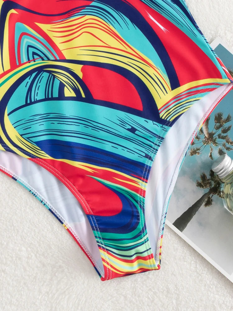 Monokini Dos Nu Imprimé Été Coloré