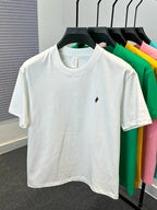 T-Shirt Homme 100 % Coton à Logo Brodé Cheval – Manches Courtes, Col Rond & Tissu Respirant - 14 Couleurs & 5 Tailles