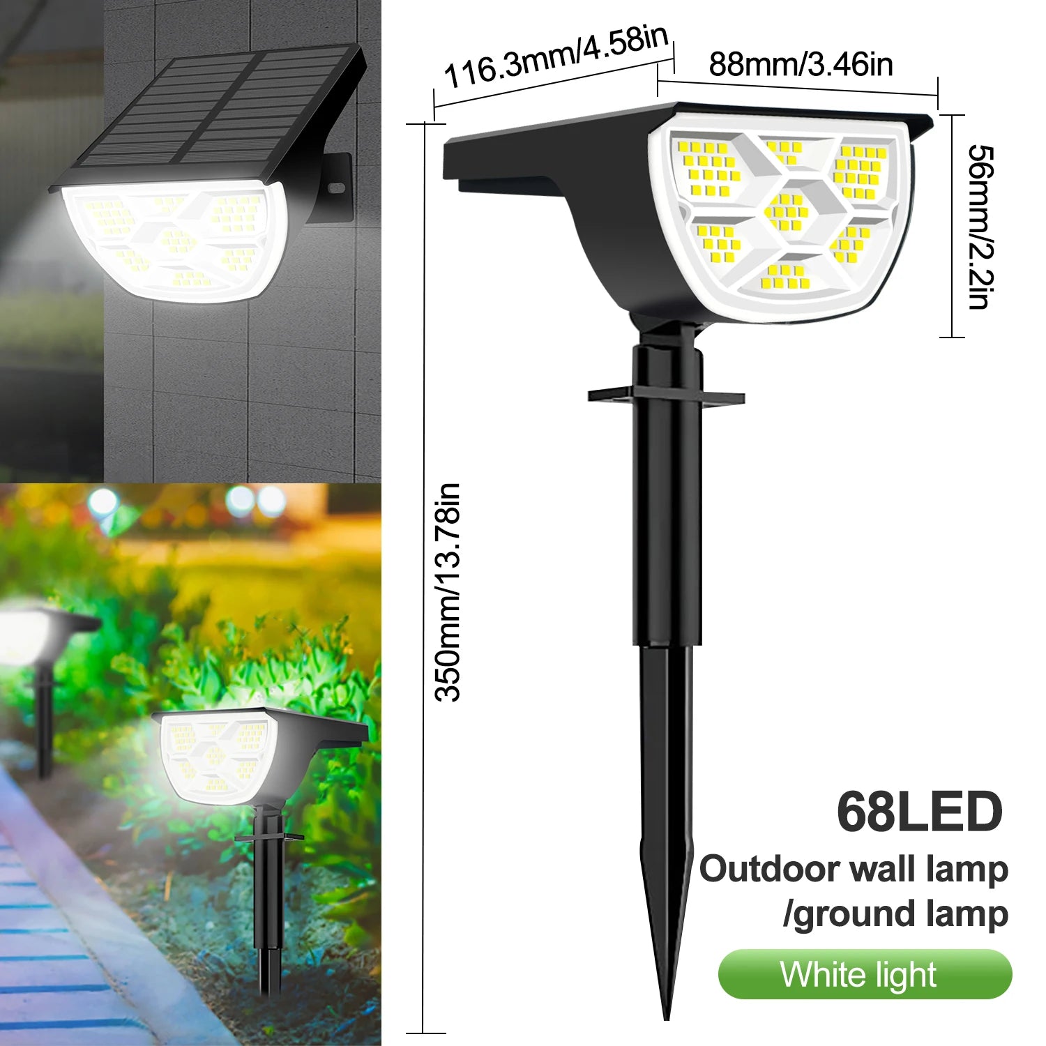 Projecteurs Solaires 72 LED IP65 – 3 Modes Extérieurs