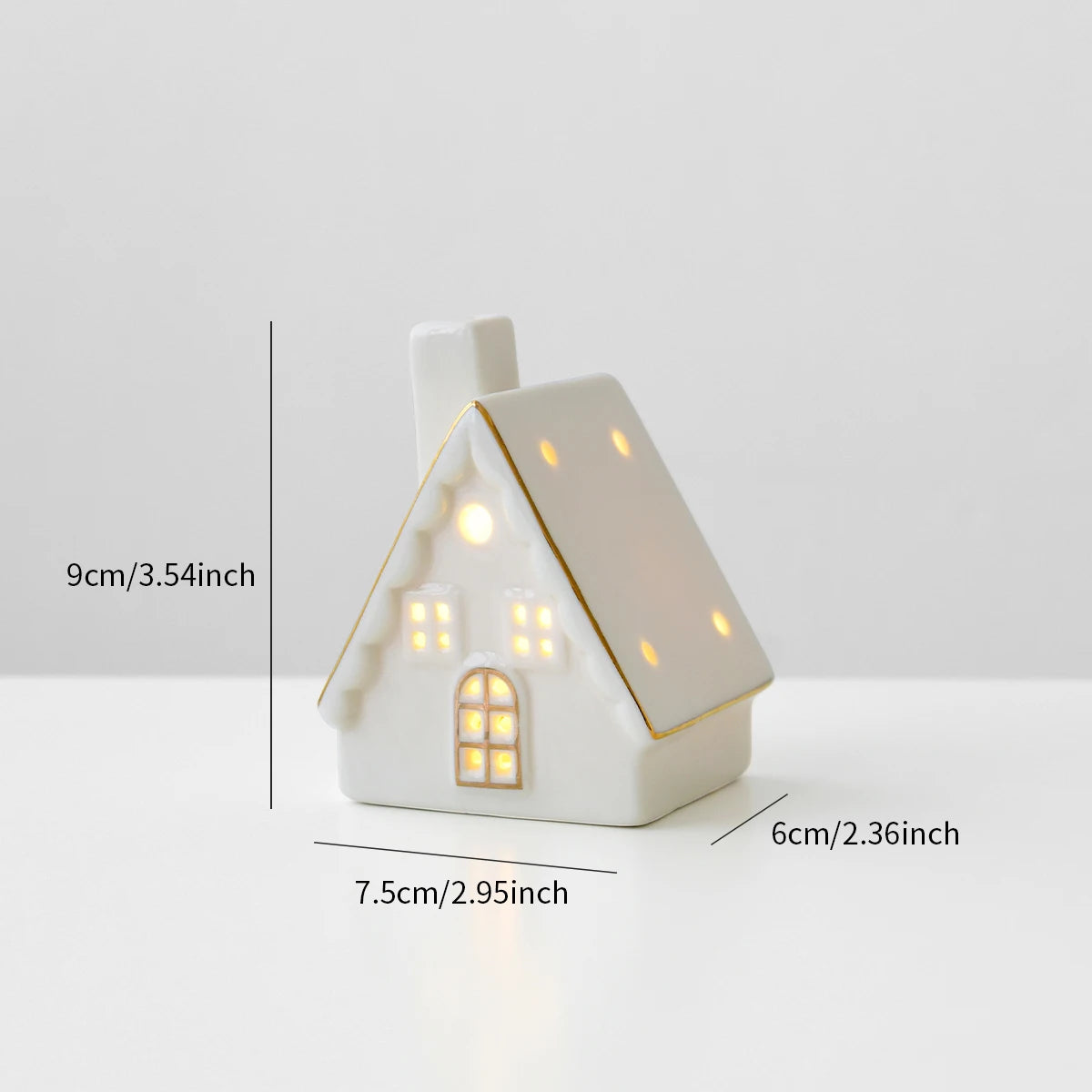 Maison de Noël en Céramique Blanche à LED