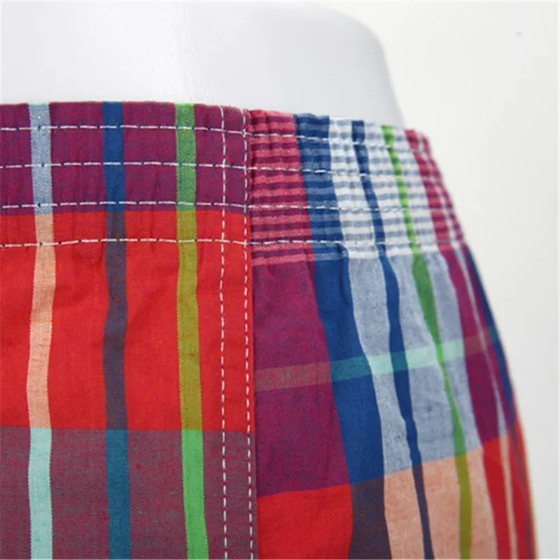 Lot de 4 Boxers Homme en Coton – Sous-Vêtements Amples, Respirants et Confortables à Carreaux