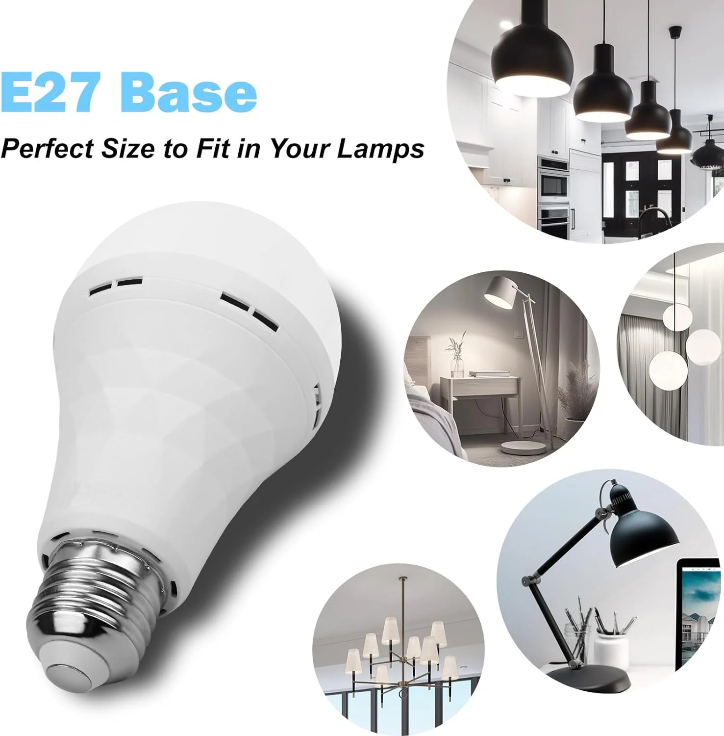 Ampoule LED E27 Rechargeable USB à Batterie Intégrée — Intensité Variable, Télécommande & Minuterie