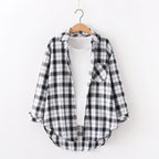 Chemise en Flanelle à Carreaux pour Femme - 15 Couleurs