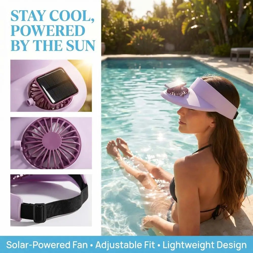 Chapeau Visière avec Ventilateur Solaire Intégré – Large Bord, Respirant et Rechargeable USB pour Sport et Plein Air
