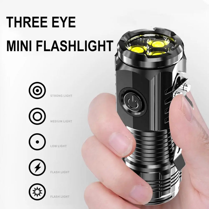 Mini lampe de poche à 3 LEDs & 5 Modes