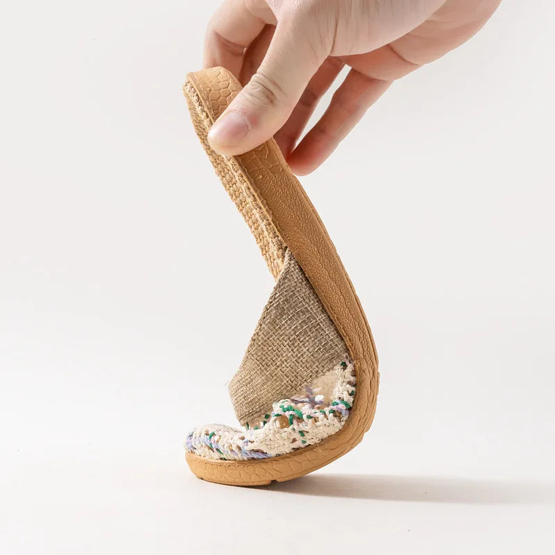 Pantoufles d’Intérieur en Lin Style Oriental – Confort Respirant pour Femme et Homme