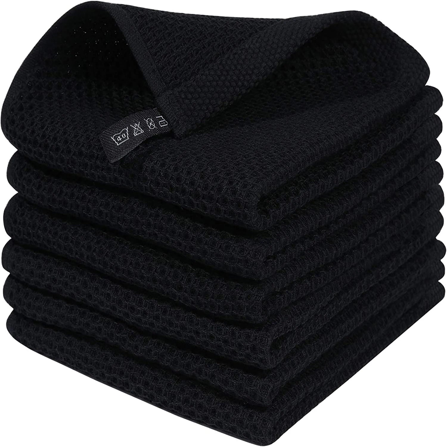Ensemble de 6PCS de Serviettes Carrées de Cuisine en Nid d'Abeille Pur Coton