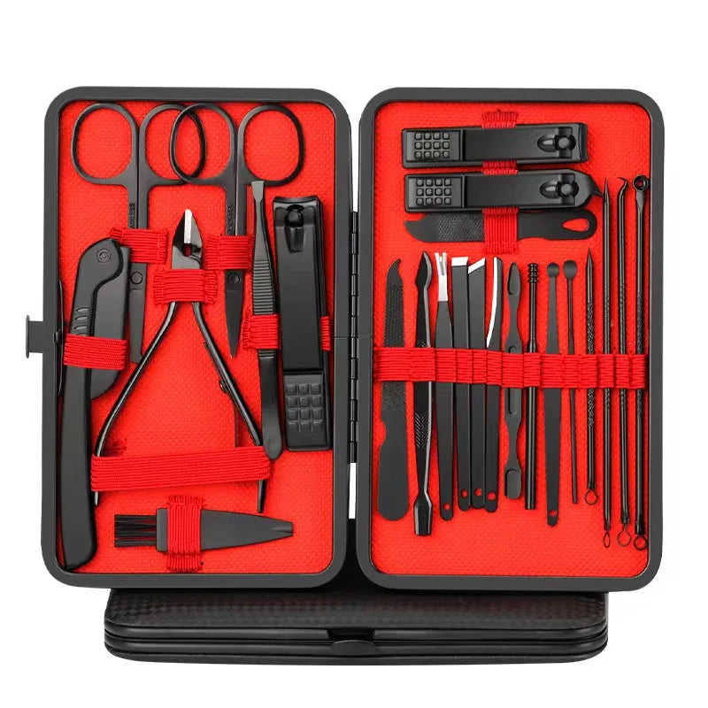 Kit Manucure & Pédicure Complet 24 Pièces – Coupe-Ongles, Ciseaux & Outils de Soin