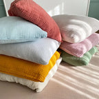 Housse de Coussin en Mousseline 100 % Coton Doux & Respirant – 5 Tailles & 12 Couleurs