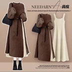 Robe Pull 2 en 1 en Tricot Casual & Chaud - Ensemble 2PCS