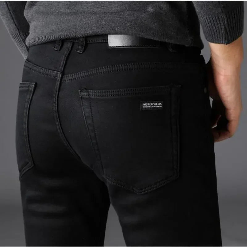 Jean Stretch Noir Coupe Classique Droite pour Hommes