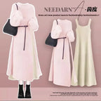 Robe Pull 2 en 1 en Tricot Casual & Chaud - Ensemble 2PCS