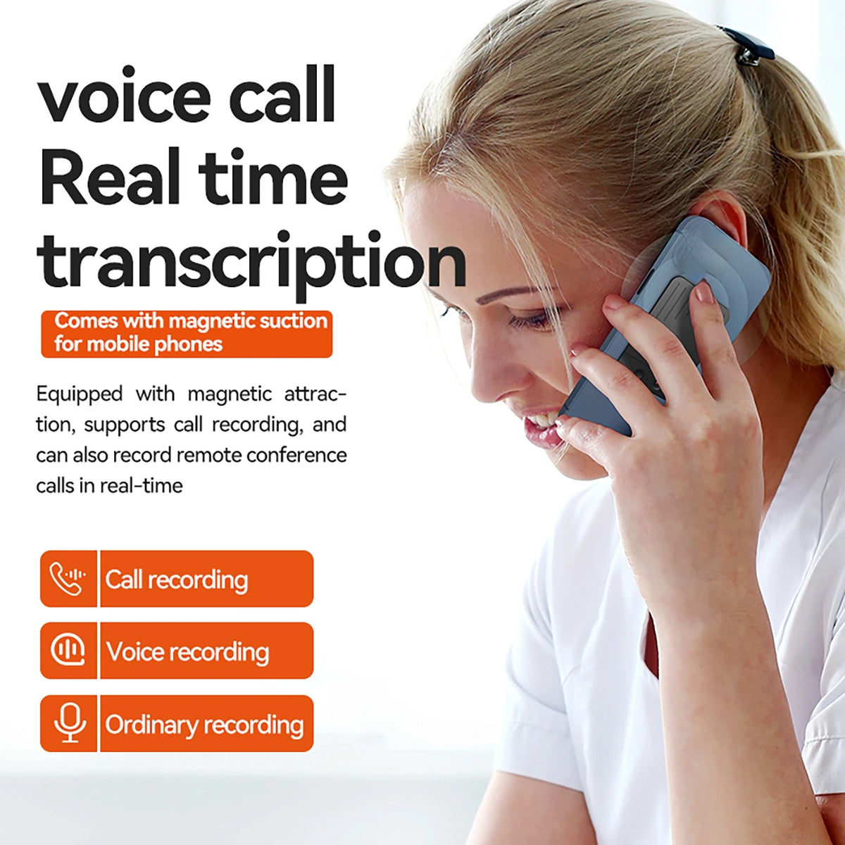 Enregistreur Vocal Intelligent IA avec Transcription & Traduction Compatible ChatGPT pour Discussion, Réunion, Appels – 8 à 256 Go