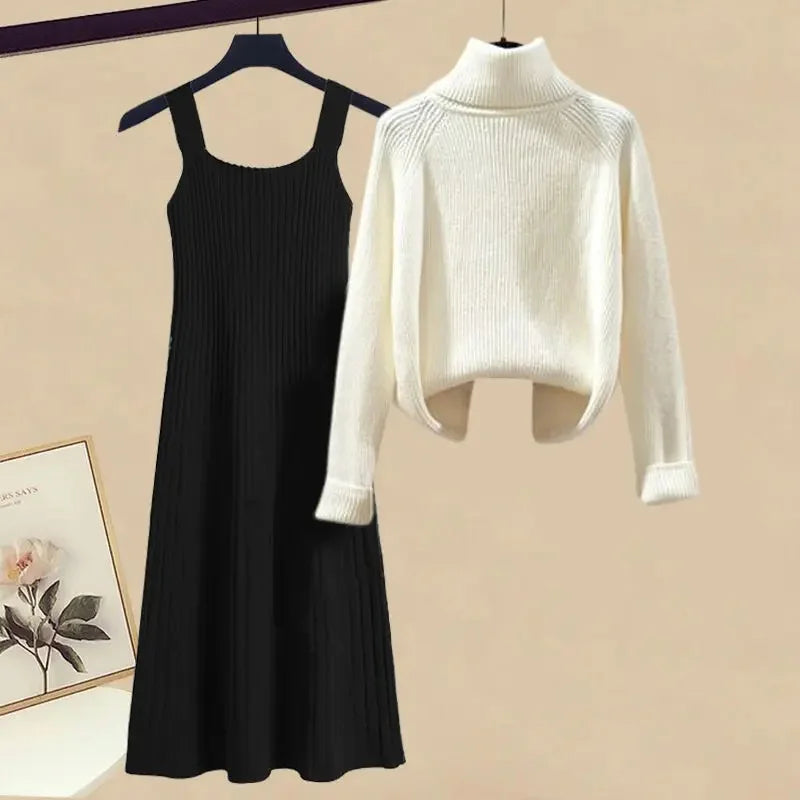 Robe Pull 2 en 1 en Tricot Casual & Chaud - Ensemble 2PCS