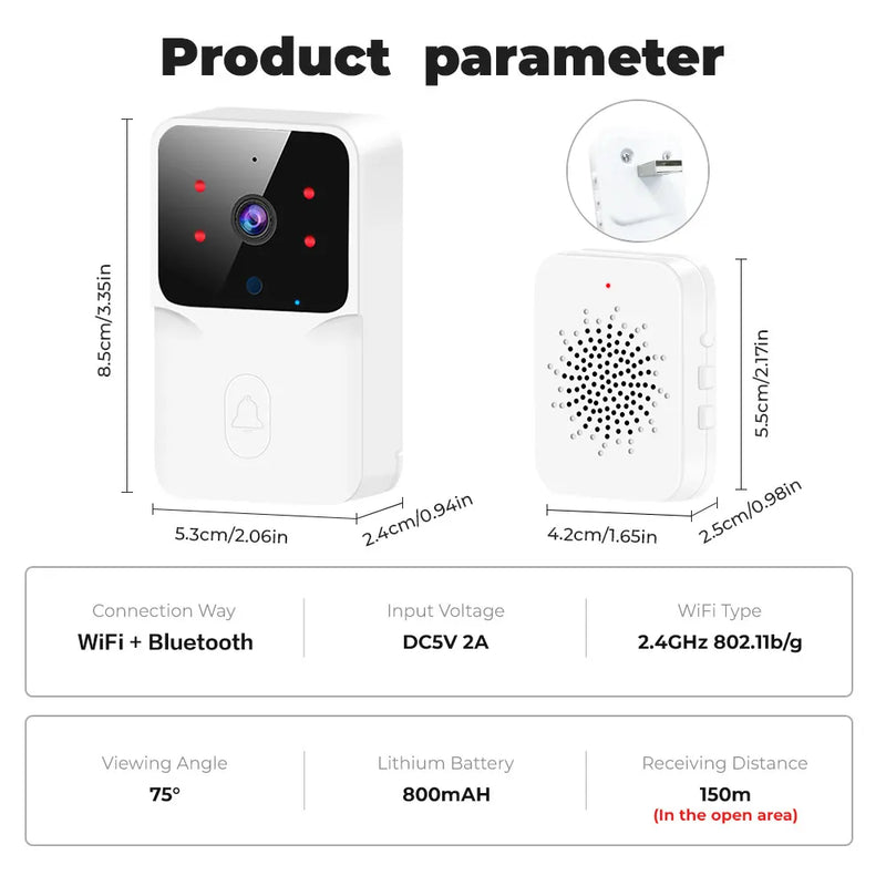 Sonnette intelligente vidéo sans fil WiFi