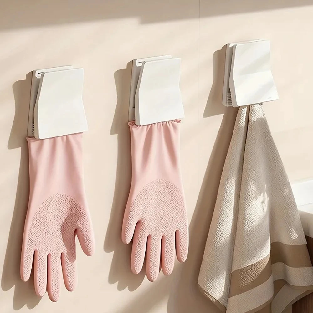 Crochets Pince Gants & Torchons Auto-Adhésifs — Lot de 4, Sans Perçage, Cuisine & Salle de Bain