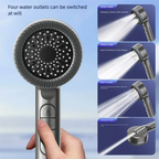 Pommeau de Douche Haute Pression avec Picots Exfoliants, 4 Modes de Jet, Bouton ON/OFF & Filtration – 5 Filtres OFFERTS