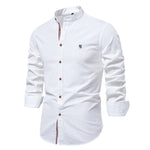 Chemise 100% Coton à Col Mao et Manches Longues - Homme