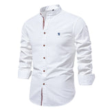 Chemise 100% Coton à Col Mao et Manches Longues - Homme