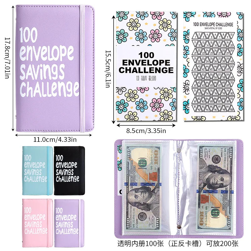 Carnet 100 Enveloppes Challenge Épargne avec Tracker de Suivi