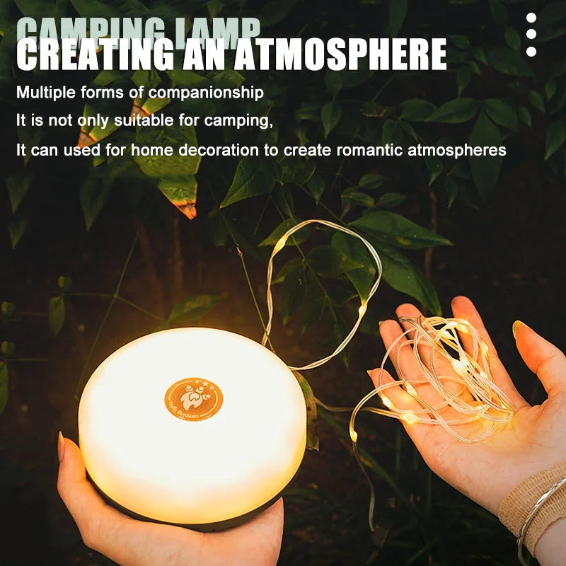 Lampe de camping 2 en 1 USB - Lampe de poche + Guirlande 10M - Lumière chaude & RVB