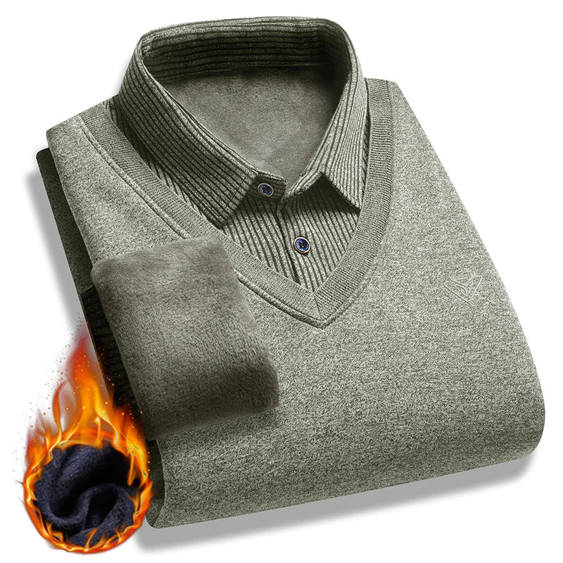 Pull 2 en 1 en Polaire et Chemise à Carreaux