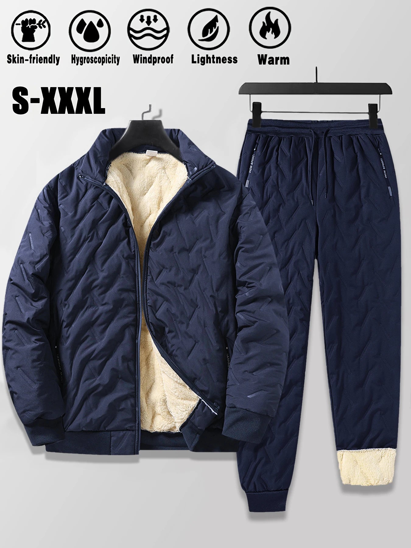 Ensemble Matelassé Imperméable Doublure Polaire pour Homme - Veste + Jogging
