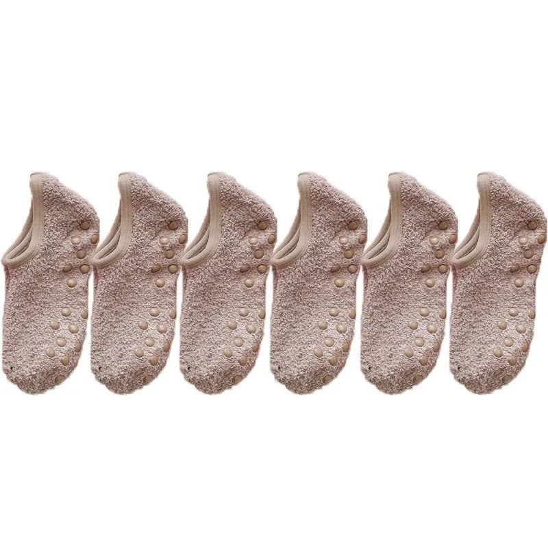 3x Paires de Chaussettes en Peluche Antidérapantes