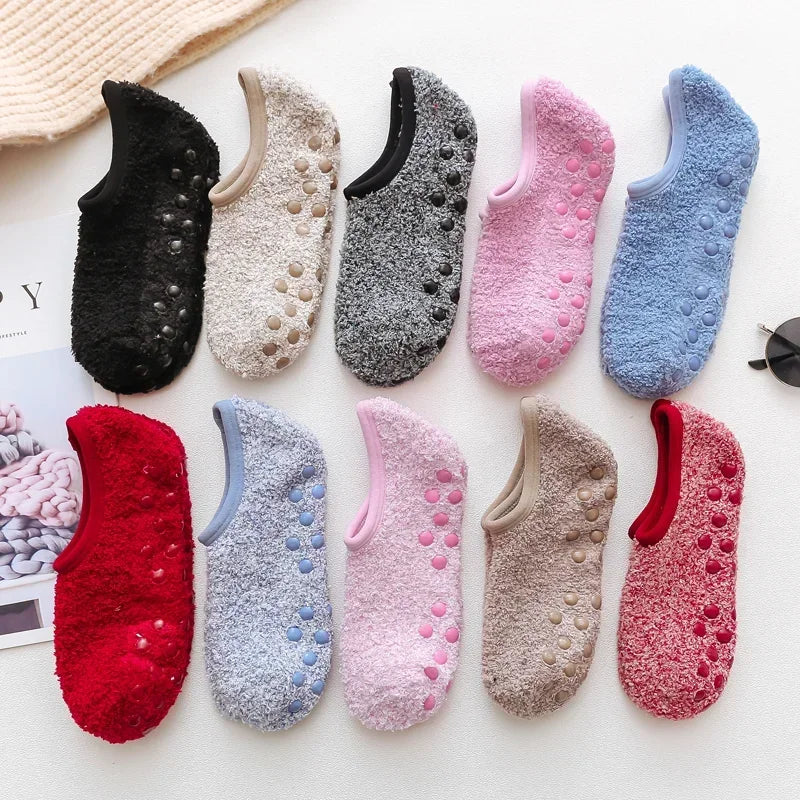 3x Paires de Chaussettes en Peluche Antidérapantes