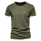 T-Shirt 100% Coton Décontracté à Col Rond et Manches Courtes
