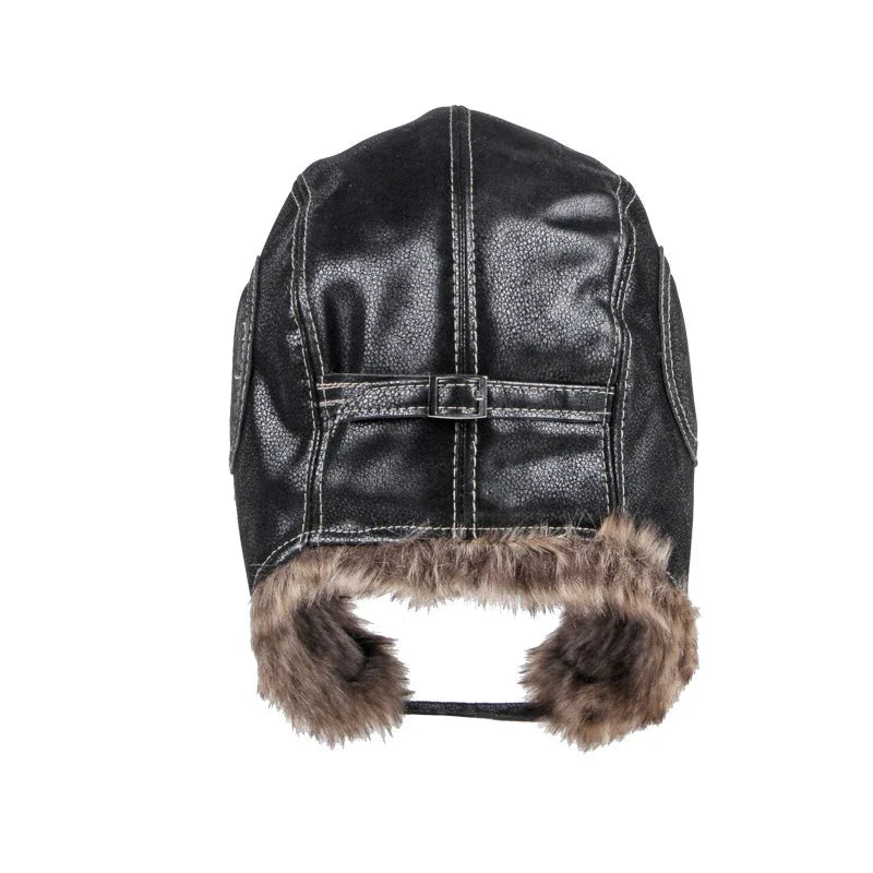 Chapka en Cuir PU intérieur fourrure