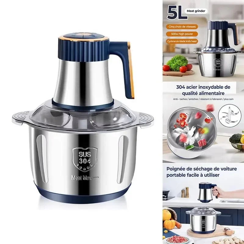 Hachoir de Cuisine Multifonctionnel à 5 Vitesses & 6 Lames