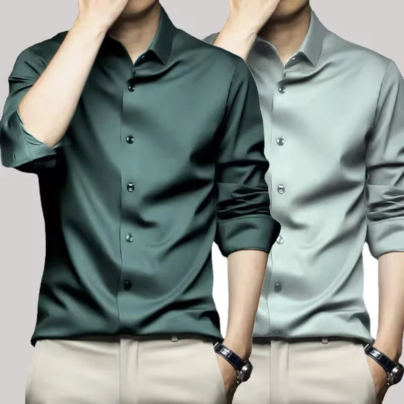 Chemise Satinée pour Hommes - 12 Couleurs