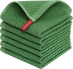 Ensemble de 6PCS de Serviettes Carrées de Cuisine en Nid d'Abeille Pur Coton