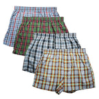 Lot de 4 Boxers Homme en Coton – Sous-Vêtements Amples, Respirants et Confortables à Carreaux