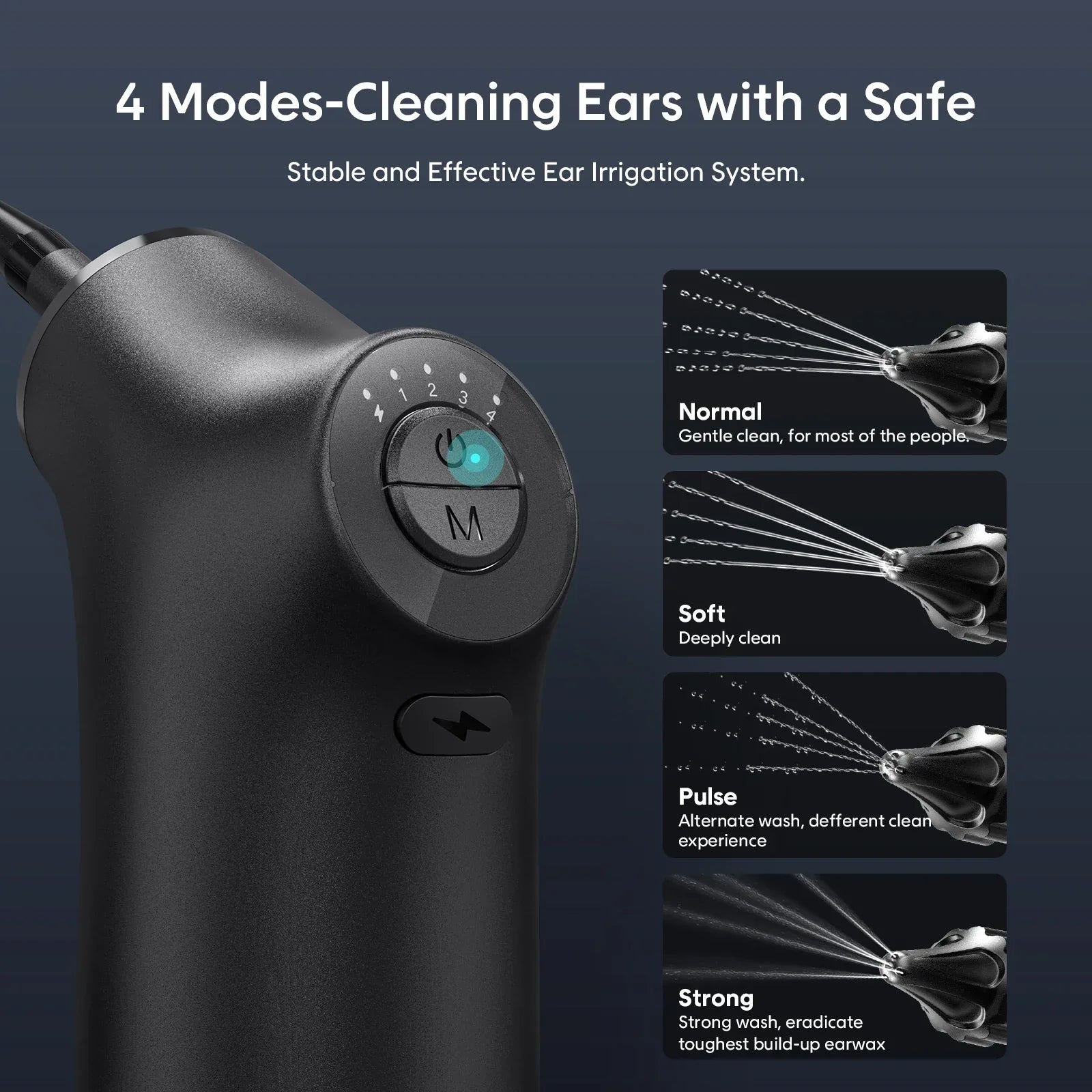 Kit de nettoyage d'oreille électrique - 4 modes de pression
