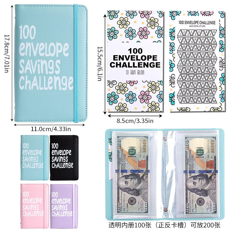 Carnet 100 Enveloppes Challenge Épargne avec Tracker de Suivi