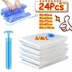 3x Sacs de Rangement sous vide 80% GAIN DE PLACE - Pompe OFFERTE