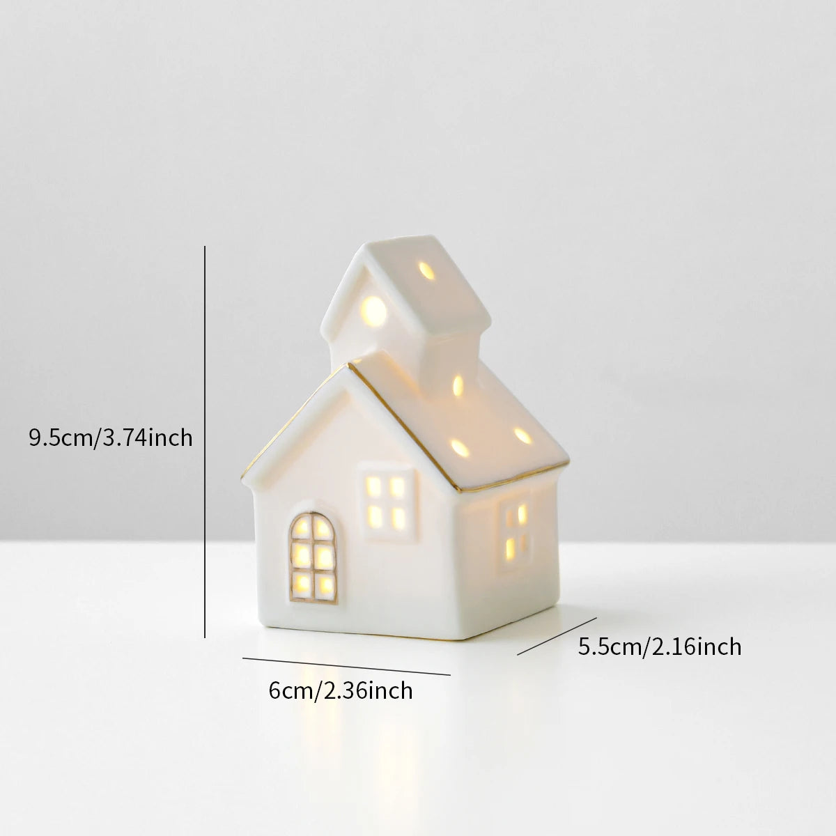 Maison de Noël en Céramique Blanche à LED