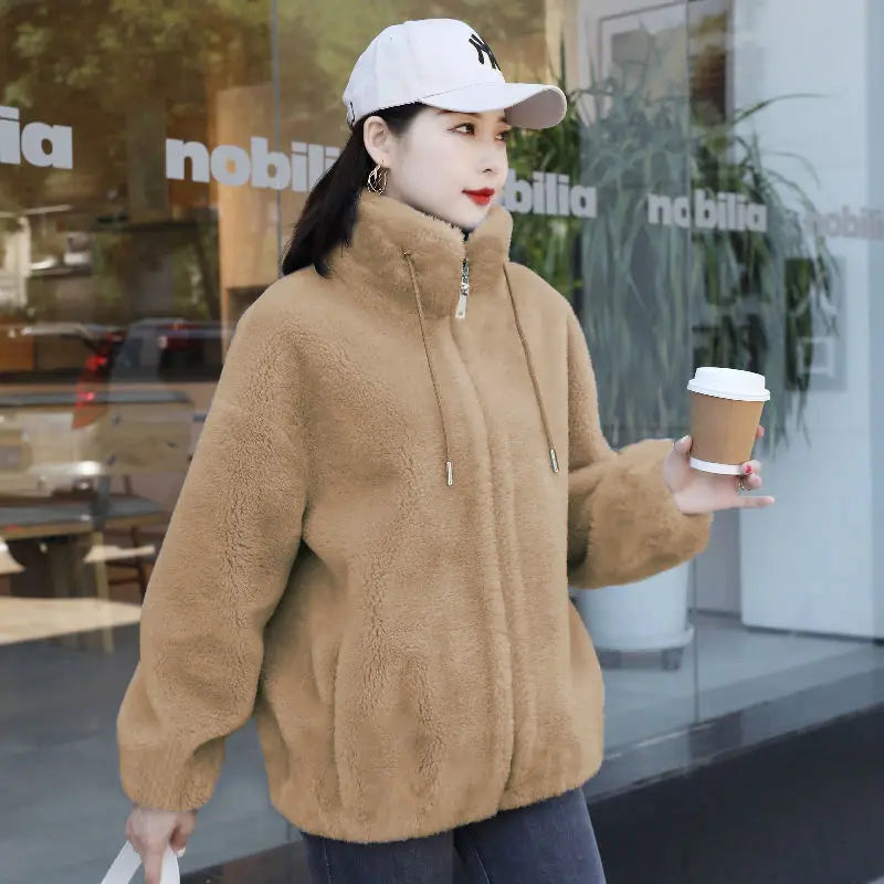 Veste Décontractée en Fausse Fourrure pour Femme