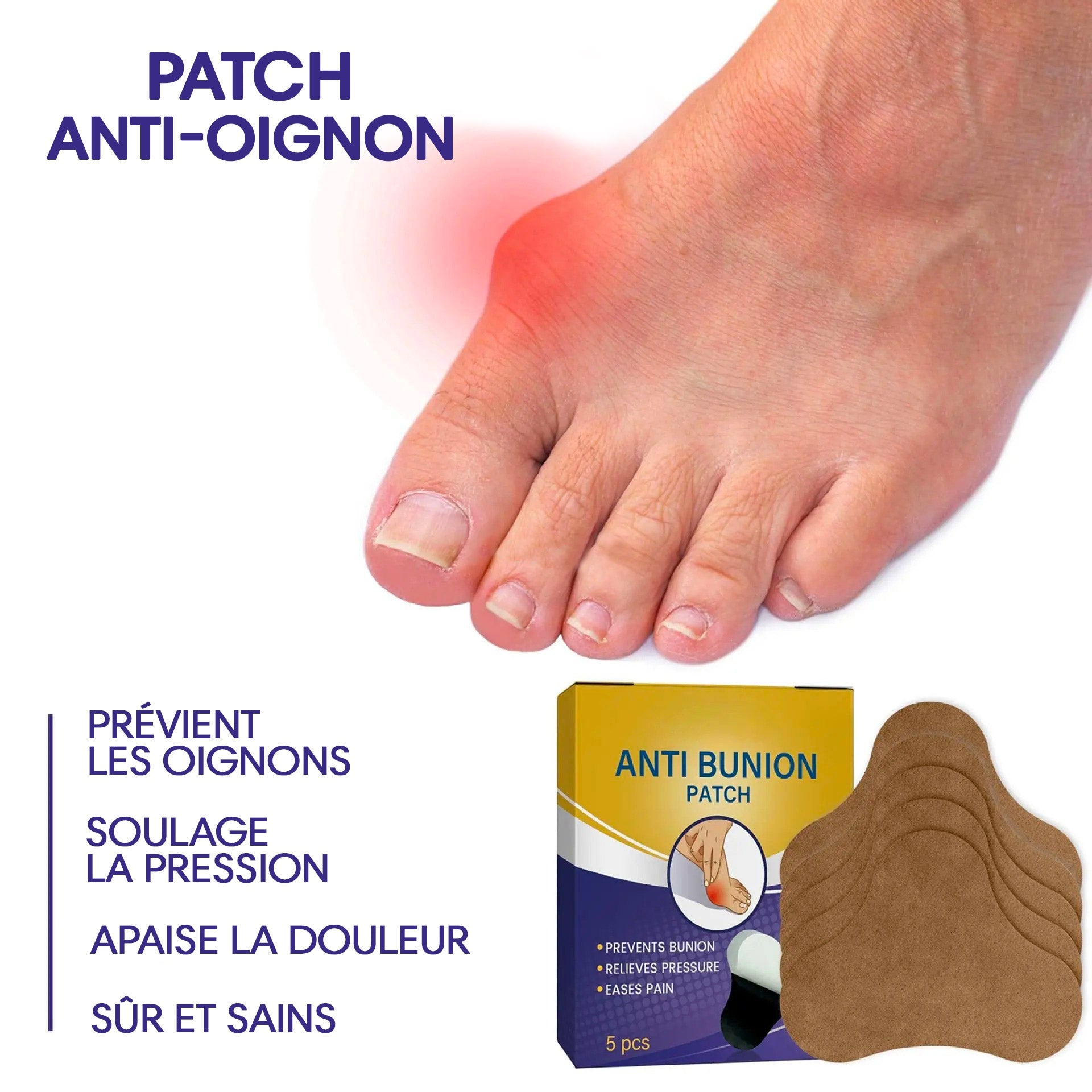 Lot de 15 Patchs pour traitement d'hallux valgus