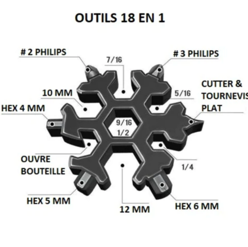 Outils Flocon 18 en 1